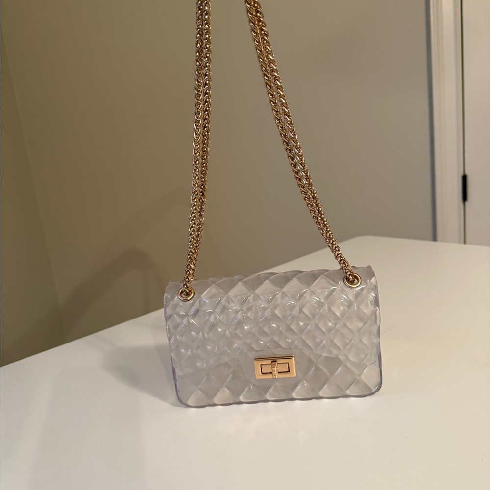 Transparent Quilted Chain Shoulder Bag